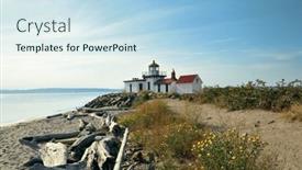  Presentation with seattle - PPT theme with west-point-lighthouse-in-seattle and a light blue colored foreground