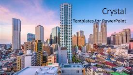  Presentation with apartments - Colorful theme enhanced with west shinjuku tokyo japan financial backdrop and a teal colored foreground