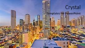  Presentation with partikel japan - Theme enhanced with west shinjuku tokyo japan skyline background and a teal colored foreground