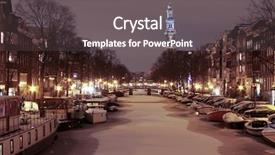  Presentation with snow covered trees and falling - Colorful PPT theme enhanced with westerkerk in amsterdam netherlands covered backdrop and a gray colored foreground