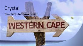  Presentation with western - PPT layouts having western cape wooden sign background and a light blue colored foreground