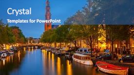  Presentation with history of western music - PPT theme enhanced with western church on prinsengracht canal background and a teal colored foreground