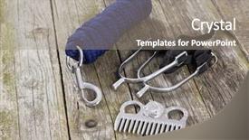  Presentation with equestrian - Audience pleasing presentation consisting of western cowboy - equestrian sport accessories backdrop and a gray colored foreground
