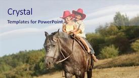  Presentation with horse riding - Slide deck having western cowboy - two happy children riding horse background and a lemonade colored foreground