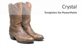  Presentation with western cowboy - PPT theme enhanced with western cowboy brown boots background and a white colored foreground