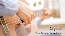  Presentation with man in suit guitar - PPT theme with western dance - man playing classic acoustic guitar background and a  colored foreground