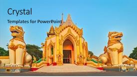  Presentation with shwedagon - Presentation theme with western entrance of shwedagon complex background and a light blue colored foreground