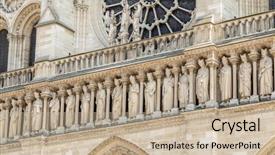  Presentation with french architecture - PPT layouts with western facade of catholic cathedral background and a mint green colored foreground