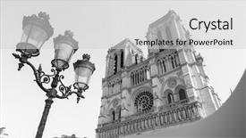 Presentation with french architecture - Theme having western facade of catholic cathedral background and a light gray colored foreground