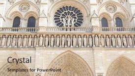  Presentation with french architecture - Slide deck featuring western facade of catholic cathedral background and a soft green colored foreground