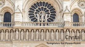  Presentation with french architecture - Amazing slide deck having western facade of catholic cathedral backdrop and a coral colored foreground