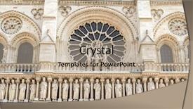  Presentation with french architecture - Slide set featuring western facade of catholic cathedral background and a mint green colored foreground