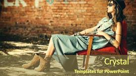  Presentation with jeans denim - Cool new theme with western fashion - denim style sexual young woman backdrop and a tawny brown colored foreground