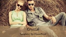  Presentation with jeans denim - Amazing PPT theme having western fashion - fashionable models wearing jeans clothes backdrop and a coral colored foreground