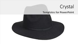  Presentation with agriculture black and white cow - Slides with western front - black woolen hat isolated background and a white colored foreground