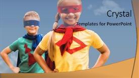  Presentation with sky blue - Cool new presentation theme with western front - siblings with hands on hip backdrop and a teal colored foreground