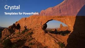  Presentation with arches national park - Audience pleasing presentation design consisting of western landscape - natural red rock arches backdrop and a ocean colored foreground
