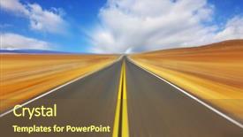  Presentation with western - Amazing PPT theme having western landscape - trip on the american highway backdrop and a tawny brown colored foreground