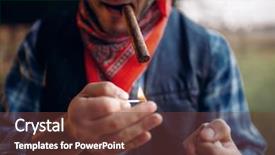  Presentation with wild wild west - PPT layouts enhanced with western lasso - bearded cowboy lights a cigar background and a tawny brown colored foreground