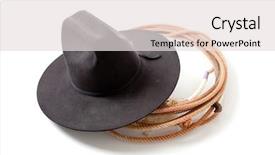  Presentation with cowboy hat - Theme enhanced with western lasso - black cowboy hat and lariat background and a light gray colored foreground