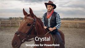  Presentation with western cowboy - PPT theme consisting of western lasso - cowboy in leather clothes riding background and a tawny brown colored foreground