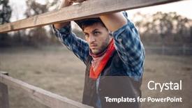  Presentation with cowboy hat - Cool new slides with western lasso - cowboy in leather jacket backdrop and a gray colored foreground
