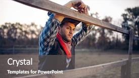  Presentation with western cowboy - Audience pleasing PPT layouts consisting of western lasso - cowboy in leather jacket backdrop and a gray colored foreground