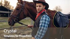  Presentation with texas ranch - Colorful slide deck enhanced with western lasso - cowboy poses with horse backdrop and a gray colored foreground