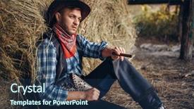  Presentation with western cowboy - Cool new theme with western lasso - cowboy relax with cigar haystack backdrop and a ocean colored foreground