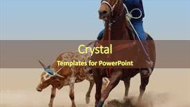  Presentation with western cowboy - PPT theme with western lasso - cowboy successfully roping a steer background and a tawny brown colored foreground
