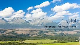  Presentation with western - Colorful slide deck enhanced with western-part-of-vysoke-tatry backdrop and a light blue colored foreground