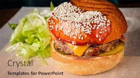  Presentation with western - Slide deck having western-style-bacon-burger background and a coral colored foreground