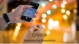  Presentation with man holding phone - Theme enhanced with western union - close-up of man holding mobile background and a gold colored foreground