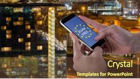  Presentation with smart city - Theme with western union - close-up of man holding smart background and a tawny brown colored foreground