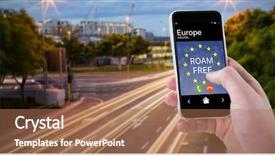  Presentation with city street - PPT layouts consisting of western union - cropped hand using mobile phone background and a coral colored foreground