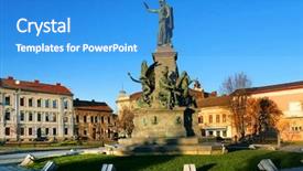  Presentation with reconciliation - Beautiful slides featuring western union - monument and buildings backdrop and a teal colored foreground