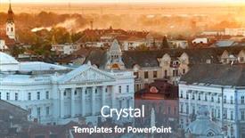  Presentation with theater - Beautiful PPT theme featuring western union - national theater of arad romania backdrop and a seafoam green colored foreground