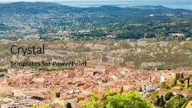  Presentation with bermuda triangle old map - PPT layouts having western union - old town grasse provence france background and a coral colored foreground