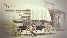  Presentation with western - Beautiful slide set featuring western wagon and cowboy town backdrop and a soft green colored foreground