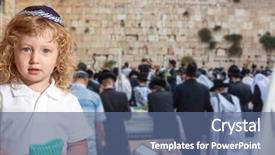  Presentation with jewish western wall - Beautiful PPT theme featuring western wall of the temple backdrop and a ocean colored foreground