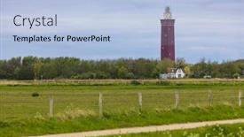  Presentation with lighthouse - Slides having westhoofd-lighthouse-vuurtoren-westhoofd-near background and a light blue colored foreground