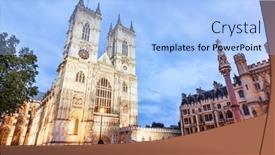  Presentation with great britain - PPT theme with westminster-abbey-church-in-london background and a light blue colored foreground