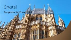  Presentation with medieval london - Presentation with westminster-abbey-london-famous background and a light blue colored foreground
