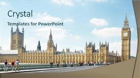  Presentation with westminster - Audience pleasing theme consisting of westminster bridge - big ben in sunny day backdrop and a cool aqua colored foreground