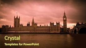  Presentation with westminster - Colorful PPT theme enhanced with westminster bridge - vintage image of the big backdrop and a tawny brown colored foreground