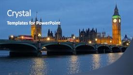  Presentation with parliament - Theme having westminster bridge and the houses of parliament at dusk background and a teal colored foreground