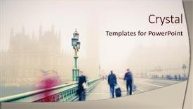  Presentation with westminster - Amazing presentation design having westminster bridge at foggy morning backdrop and a sky blue colored foreground