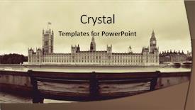  Presentation with westminster - PPT theme with westminster panorama with chair background and a soft green colored foreground