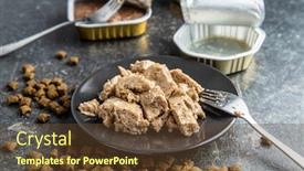  Presentation with pet food - Presentation theme enhanced with wet and dry pet food cat or dog pate on plate background and a tawny brown colored foreground