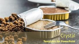  Presentation with pet food - Slide set with dog pate on old background and a coral colored foreground